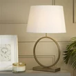 Veioza Searchlight Elegant metal, textil, bronz, alb, E27, 60W - EU93102WH
