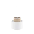 Pendul TK Lighting DUO metal, textil, alb, bej, E27 - TK-10078