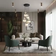 Pendul TK Lighting SOPHIA metal, sticla, negru, chihlimbar, E14 - TK-11043