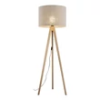 Lampadar TK Lighting GRAND metal, lemn, textil, maro, bej, E27 - TK-16021