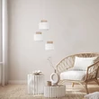 Pendul TK Lighting DUO metal, textil, alb, natur, E27 - TK-2594