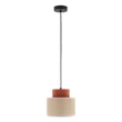 Pendul TK Lighting DUO metal, textil, caramiziu, natur, E27 - TK-2785
