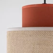 Pendul TK Lighting DUO metal, textil, caramiziu, natur, E27 - TK-2785