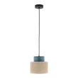 Pendul TK Lighting DUO metal, textil, albastru, natur, E27 - TK-3257