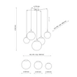 Pendul TK Lighting ESME metal, sticla, negru, alb, E27 - TK-4791