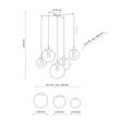 Pendul TK Lighting ESME metal, sticla, negru, fumuriu, chihlimbar, E27 - TK-4796