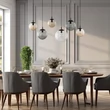 Pendul TK Lighting ESME metal, sticla, negru, fumuriu, chihlimbar, E27 - TK-4797