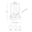 Pendul TK Lighting ESME metal, sticla, negru, chihlimbar, fumuriu, transparent, E27 - TK-4863
