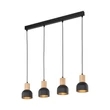 Pendul TK Lighting CAIRO metal, lemn, negru, maro, E27 - TK-4896