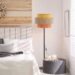 Lampadar TK Lighting TRIO metal, textil, negru, portocaliu, galben, E27 - TK-6451