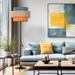 Lampadar TK Lighting TRIO metal, textil, negru, portocaliu, albastru, E27 - TK-6452