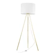 Lampadar TK Lighting UMBERTO metal, textil, auriu, alb, E27 - TK-6637