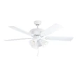 Ventilator cu intrerupator pe fir Eglo LAS PALMAS, dulie E27, nu contine becul, IP20, baza din otel alb mat, abajur sticla opal | Eglo-35076