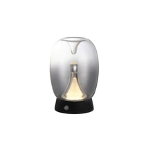 Veioza Azzardo PAMELA metal, plastic, sticla, negru, fumuriu, LED, 2W, 3000-4000K, 90Lm - AZ-6186