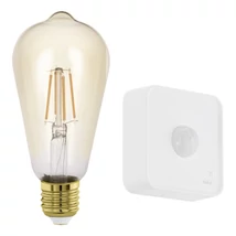 Bec dimabil Eglo E27-LED 4,9W 2200K 500lm 320° baza din plastic alb, abajur sticla chihlimbar | 12258