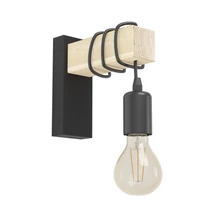 Aplica de perete Eglo TOWNSHEND metal, lemn, negru, maro, E27 - 43514