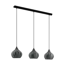 Pendul Eglo TAMALLAT, dulie E27, nu contine becul, IP20, baza din otel negru, abajur sticla transparent negricios | Eglo-43577