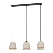 Pendul Eglo TABLEY metal, lemn, textil, negru, maro, natur, E27 - 43976