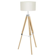 Lampadar Eglo LANTADA metal, lemn, textil, negru, maro, bej, E27 - 44114