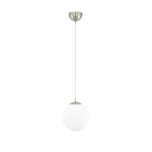 Pendul Eglo RONDO, dulie E27, nu contine becul, IP20, baza din otel nichel satinat, abajur sticla opal mat alb | Eglo-85262