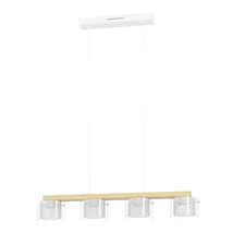 Pendul Eglo PORTICO-Z metal, lemn, sticla, alb, maro, transparent, LED, 2700K-6500K, 4x3.7W, 2200lm - 900881