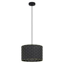 Pendul Eglo MARASALES, dulie E27, nu contine becul, IP20, baza din otel negru, abajur textil negru-alama | Eglo-99524