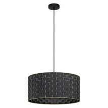 Pendul Eglo MARASALES, dulie E27, nu contine becul, IP20, baza din otel negru, abajur textil negru-alama | Eglo-99525