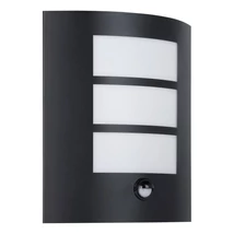 Aplica exterior cu senzor de miscare Eglo CITY, dulie E27, nu contine becul, IP44, baza din otel zincat negru, abajur plastic alb | Eglo-99568