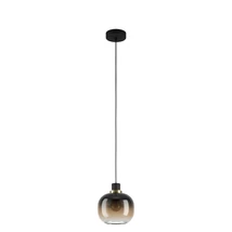 Pendul Eglo OILELLA, dulie E27, nu contine becul, IP20, baza din otel negru-alama, abajur sticla transparent negru maroniu | Eglo-99614