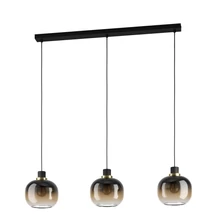 Pendul Eglo OILELLA, dulie E27, nu contine becul, IP20, baza din otel negru-alama, abajur sticla transparent negru maroniu | Eglo-99615
