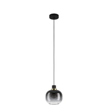 Pendul Eglo OILELLA, dulie E27, nu contine becul, IP20, baza din otel negru-alama, abajur sticla transparent negru cernusiu | Eglo-99616