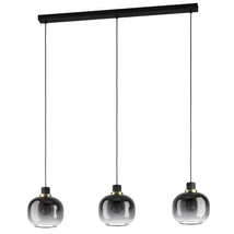 Pendul Eglo OILELLA, dulie E27, nu contine becul, IP20, baza din otel negru-alama, abajur sticla transparent negru cernusiu | Eglo-99617
