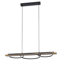 Pendul Eglo BOYAL, LED integrat inclus, IP20, baza din otel-lemn negru-maro, abajur plastic alb | Eglo-99624