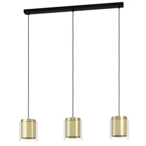 Pendul Eglo LAGUNITAS, dulie E27, nu contine becul, IP20, baza din otel negru-alama-auriu, abajur sticla transparent | Eglo-99654
