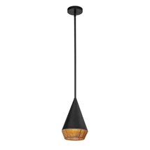 Pendul Elstead metal, franghie, negru, natur, E27 - ELS-ALM-DAPHNE-P-S-MB
