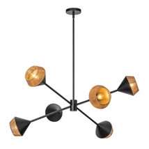 Pendul Elstead metal, franghie, negru, natur, E14 - ELS-ALM-DAPHNE6-MB