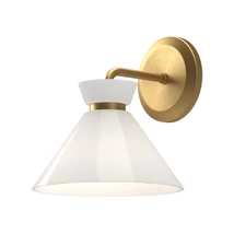 Aplica de perete  Elstead metal, sticla, auriu, opal, E14 - ELS-ALM-HALSTON-1WB-GD
