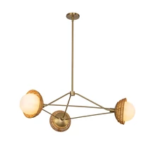 Pendul Elstead metal, rattan, sticla, auriu, opal, E14 - ELS-ALM-PERTH3-GD