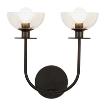 Aplica de perete  Elstead metal, sticla, negru, transparent, E14 - ELS-ALM-SYLVIA-2WB-BK-CL