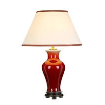 Veioza Elstead MAJIN ceramica, bumbac, rosu, crem, E27 - DL-MAJIN-TL-OXB