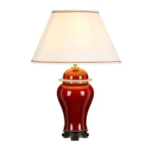 Veioza Elstead OXBLOOD ceramica, bumbac, rosu, alb, E27 - DL-OXBLOOD-TJ-TL