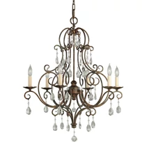 Candelabru Elstead CHATEAU metal, cristal, bronz, E14 - FE-CHATEAU6