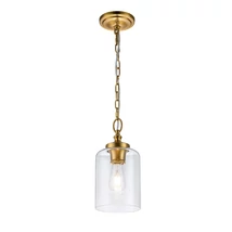 Pendul Elstead HOUNSLOW metal, sticla, alama, transparent, E27 - FE-HOUNSLOW-P-BB