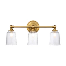 Aplica de perete pentru baie Elstead HUGUENOT LAKE metal, sticla, alama, transparent, G9, IP44 - FE-HUGOLAKE3BATH-BB