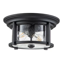 Plafoniera exterioara Elstead MERRILL metal, sticla, negru, transparent, E27, IP44 - FE-MERRILL-F-BLK