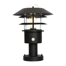 Lampadar exterior Elstead HELSINGOR metal sticla negru transparent E27 IP44 - HELSINGOR-PIR-PED-BK