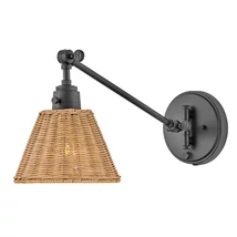 Aplica de perete  Elstead metal, rattan, negru, maro, E27 - ELS-HK-ARTI-1W-BK-NR