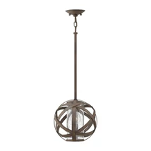 Pendul exterior Elstead CARSON metal, sticla, rozsdaszín, transparent, E27, IP44 - HK-CARSON-P