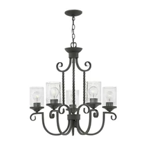 Candelabru Elstead CASA metal, sticla, negru, transparent, E27 - HK-CASA5