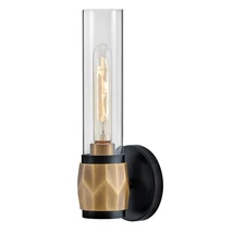 Aplica de perete de baie  Elstead metal, sticla, alama, negru, transparent, E27, IP44 - ELS-HK-ELLISON1-BK-HB